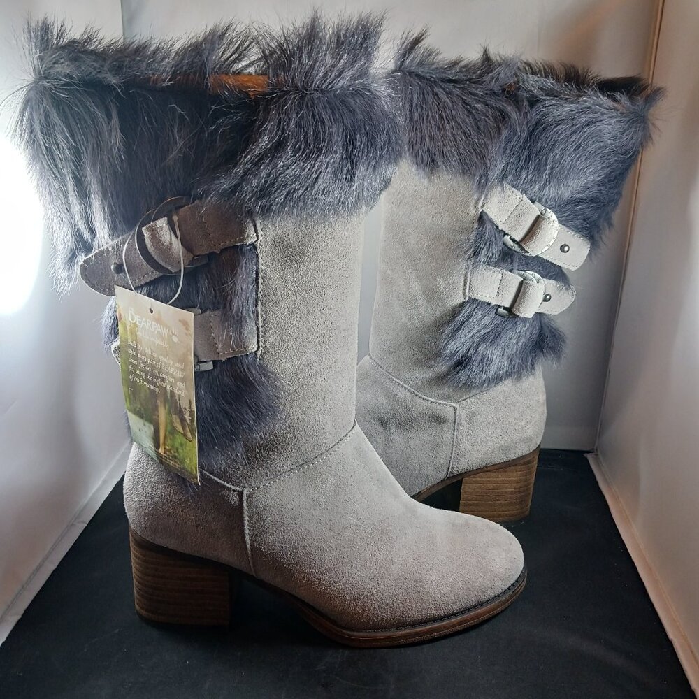 BearPaw Madeline Gray Fog Women's Tall Boot size 8M